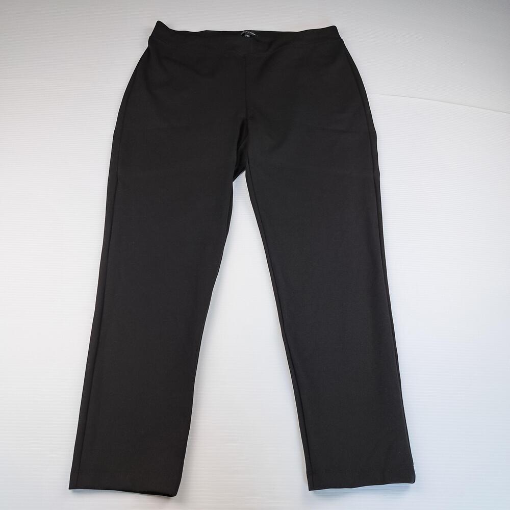 Eileen Fisher Pants Womens Large Black Knit Pull On Straight Ankle Commuter